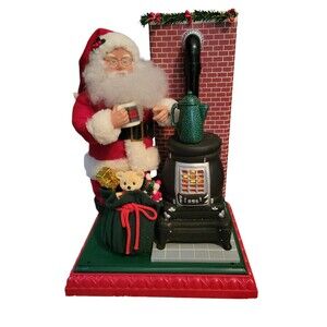 Vtg Animated Holiday Creations 94’ Santa Clause W/Stove Musical Christmas 17" VG